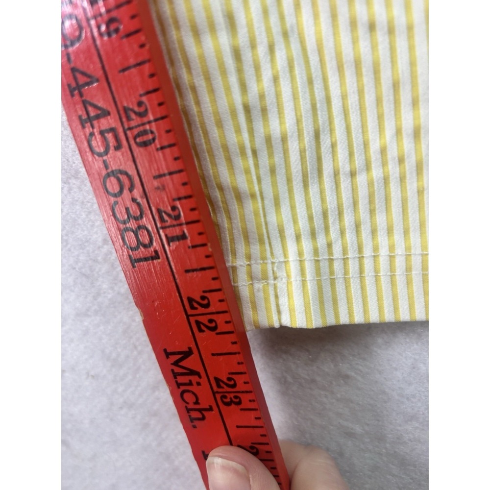 Nanette Lepore Tapered Pants L (34x22) Yellow Seersucker Stretch Pull On Preppy - Picture 6 of 8